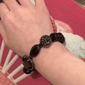 Pretty Black Beaded Costume Bracelet - Stretchy!